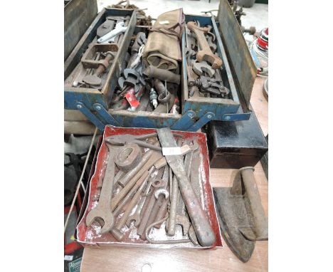 A selection of vintage garage and engineers tools