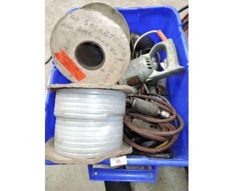 A selection of vintage DIY and garage tools including drills etc