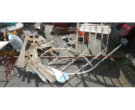 A vintage cream painted exterior spiral staircase - for reassembly