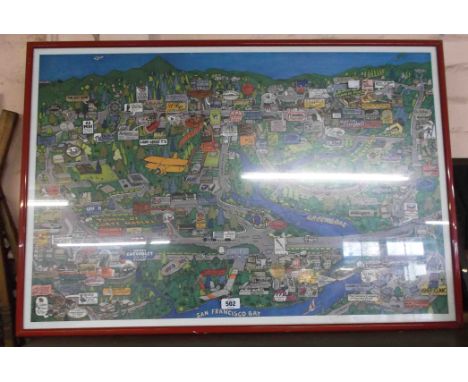 A 1960's stylised poster map of San Franciso Bay