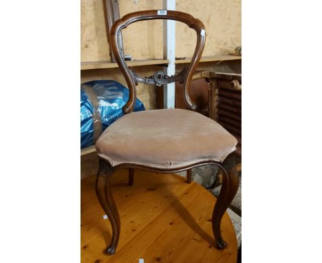 Two similar Victorian mahogany framed balloon back standard chairs with old rose velour upholstered seats - sold with a vinta