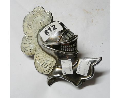 A vintage Seddon Atkinson 'Silver Knight' pattern car mascot with white painted plume