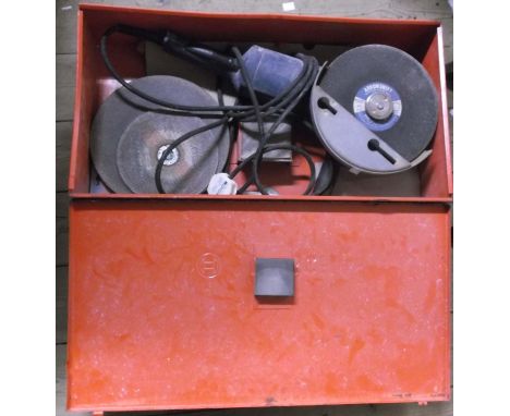 A cased Bosch GWS 20-230 230mm angle grinder with accessories