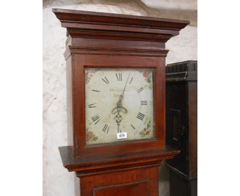 A 19th Century simulated mahogany longcase clock with painted finish, the 28cm painted square dial with date aperture and mar