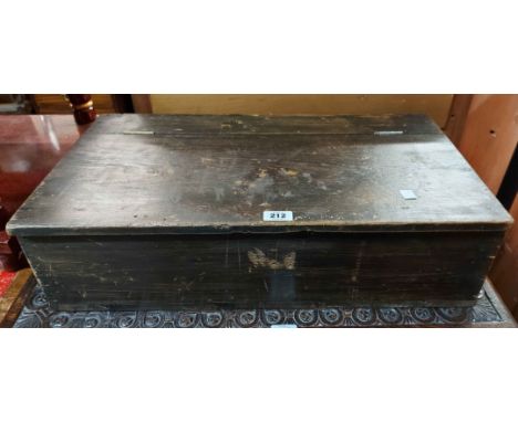 A 64cm vintage stained pine lift-top box