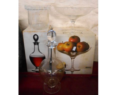 A vintage boxed Dartington Glass 'Raphael' footed comport, designed by Frank Thrower - sold with a boxed 'Bordeaux' pattern d