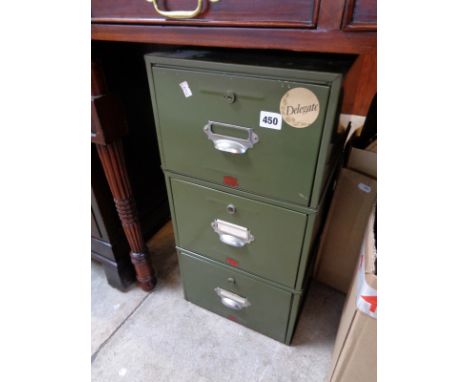 3 Vintage Veteran series green index drawers