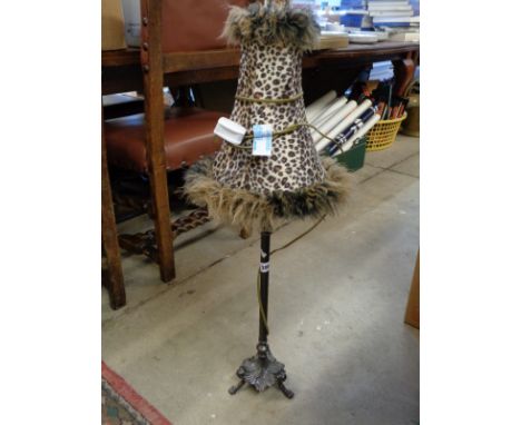20thC Faux Bronze table lamp on paw feet