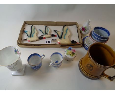 Set of Pottery flying ducks and assorted tea ware