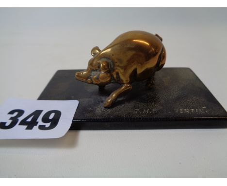 Brass Model of a Pig on base marked R M S Albertie