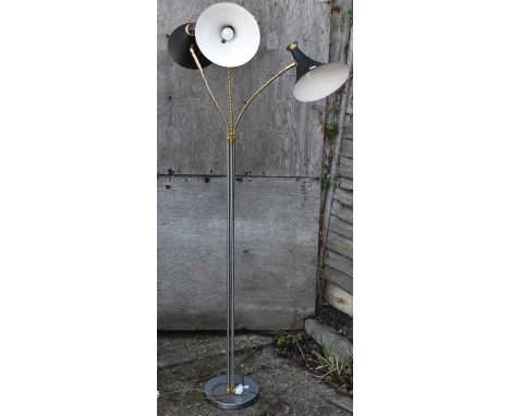 A large modern three branch Anglepoise style standard lamp.