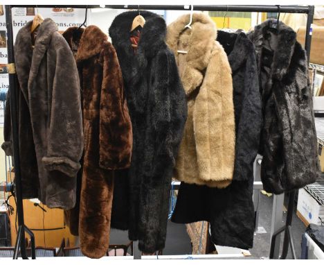 Six vintage faux fur coats and jackets.
