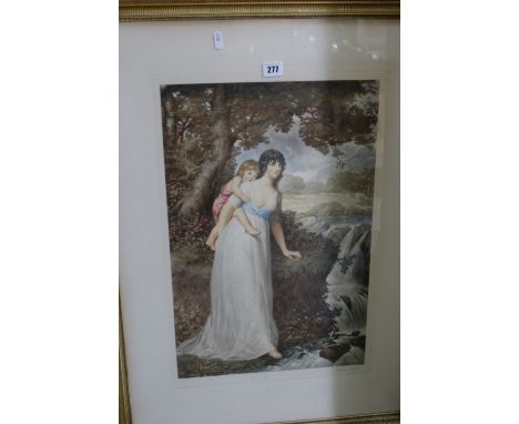 A Coloured Portrait Engraving Of Mother And Child, Signed In Pencil, Richard Smythe