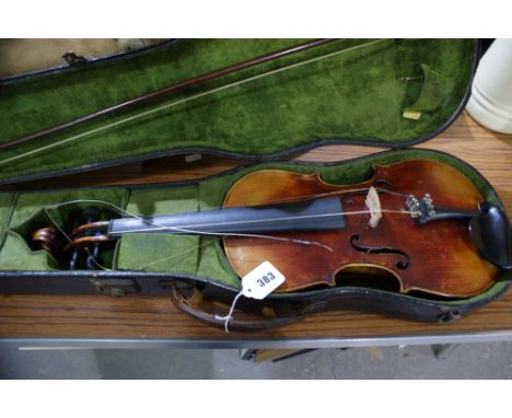 A Cased Violin With Mock Stradivarius Label