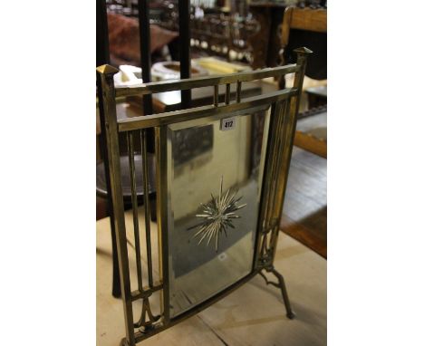 A Brass Framed And Mirrored Fire Screen