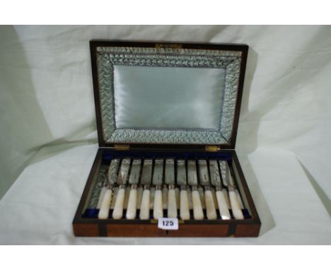 A Twenty-Three Piece (1 Knife Missing) Mother Of Pearl Handled Fruit Knife And Fork Set
