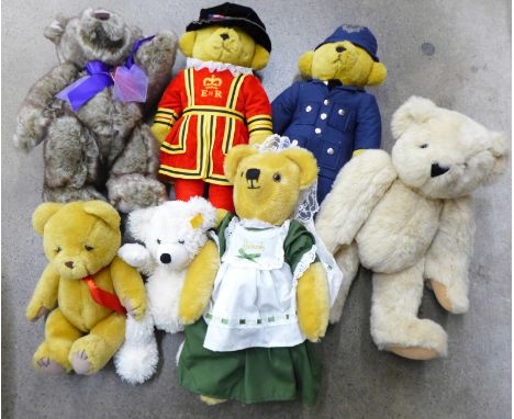 A collection of Teddy bears including Steiff and Harrods 