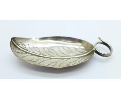 A George III silver caddy spoon, Birmingham 1801, maker IT, a/f 