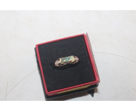 A Sterling silver and moonstone three stone ring, ring size N/O