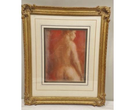 FRANK HASELER 'NUDE STUDY' pastel drawing, signed and dated 1989, ornate gilt frame mounted and glazed, 28cm x 21cm 