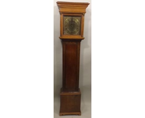 THOMAS BARTOR - FORDING BRIDGE AN EARLY 19TH CENTURY OAK FINISHED 30-HOUR LONGCASE CLOCK, having hood with moulded pediment a