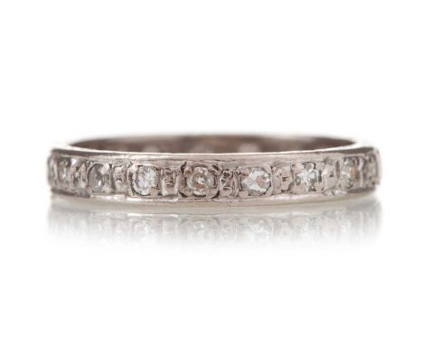 DIAMOND ETERNITY RING with countersunk round brilliant cut diamonds, marked 18CT, size M 1/2, 2.9g