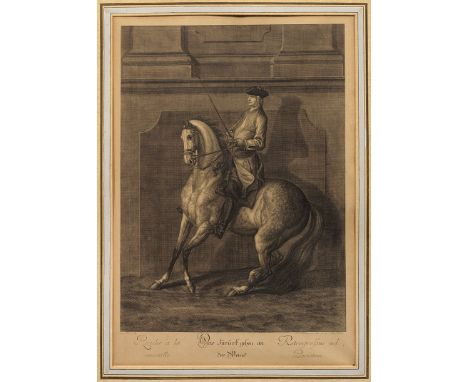 (1698 Ulm - 1767 Augsburg)"Das Zurückgehen an der Wand" und "Changieren rechts". Originaltitel Zwei Blätter mit Kupferstichen