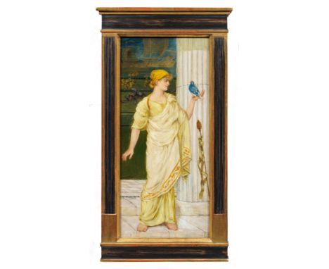 (1845 Richmond/Yorkshire - 1918)Venus mit TaubeIn kräftigem Kolorit und weichem Duktus die klassizistische Szenerie mit zentr