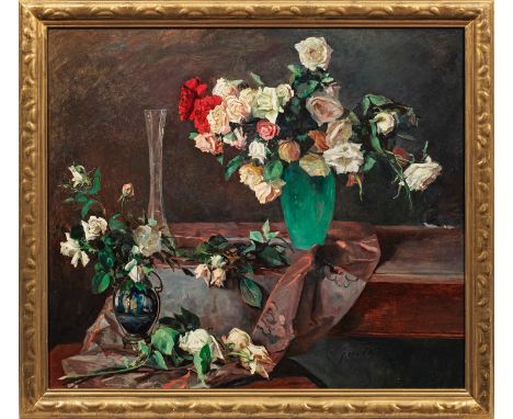 (1863 Köln - 1933 München)Großes impressionistisches Stillleben mit RosenGuillery studierte in Frankfurt und an der Münchener