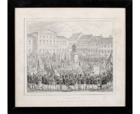 (1806 Helsa - 1873 in Kassel)"Säcularfeier 1837. Einweihung des Denkmals auf dem Wilhelmsplatz" oder "Enthüllung der Statue K