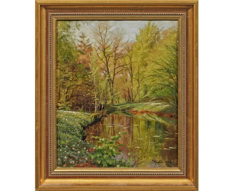 (1859 Greena - 1941 Kopenhagen)Bachlauf in blühender FrühlingslandschaftEine in Stil und Motiv charakteristische Landschaftsi