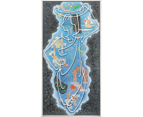 (1910 Brockel - 2006 Rotenburg/Wümme)Figurale KompositionReliefierte, umrisshaft stilisierte, weibliche, südländische Figur m