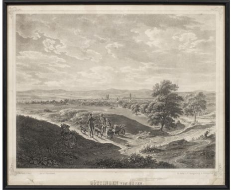 (Geb. 1815 in Thüringen) "Göttingen von Osten". OriginaltitelLithographie/Papier, 1861. Detailreiche, seltene Vedute mit Blic