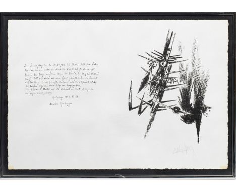 (1902 Sagua la Grande/Kuba - 1982 Paris)"Ohne Titel"Lithographie/Velin, 1974. Sign. Mit einem gegenübergestellten Text von Ma