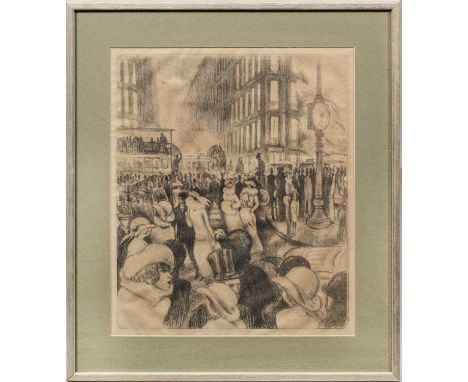 (1878 Bremen - 1918 Westfront)Belebte Pariser StraßenszeneLithographie/Papier. Der an der Düsseldorfer und Münchener Akademie