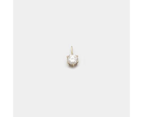 Gelbgold, gest. 585. Zentral besetzt mit einem Brillantsolitär von ca. 0,75 ct. (I/vs). Gew. ca. 0,91 g.A pendant set with a 