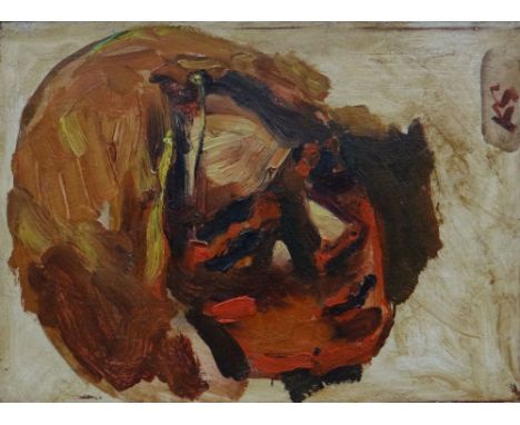 KEVIN SINNOTT oil on board, portrait, entitled verso 'Untitled (Girl's Head)', signed, 26 x 33cms