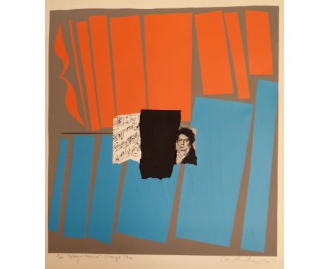 CERI RICHARDS coloured artist's proof lithograph - part of 'Beethoven Suite with Variations' entitled 'Major-Minor Orange-Blu