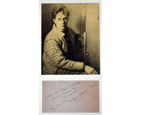 DYLAN THOMAS 1940s framed portrait-photograph of the poet and inscribed by Thomas to his friend 'Phil', the landlord of the C