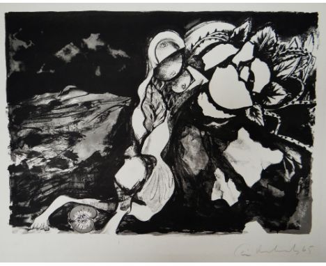 CERI RICHARDS monochrome limited edition (3/50) lithograph - one of the 'Twelve Lithographs for Six Poems by Dylan Thomas' en