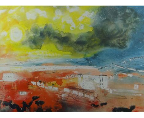 JOHN PIPER fine original lithograph - 'Swansea Towards the Gower', printed at Gregynog, one of eight images made by Piper for