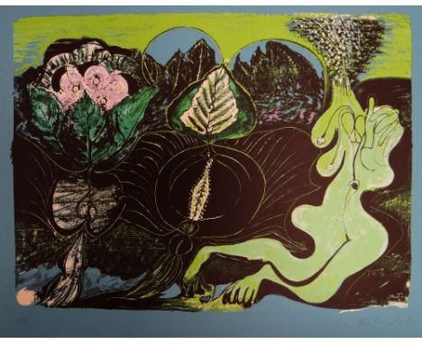 CERI RICHARDS coloured artist's proof lithograph - entitled 'Origin of Species' signed in pencil and dated '71, 65 x 80cms (u