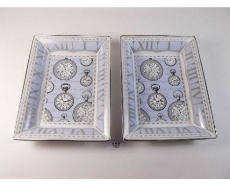 A pair of Royal Worcester rectangular dishes 'Millennium Time' - boxed