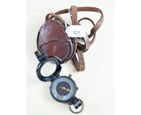 A WWII Barker and Son military compass and leather case 1936