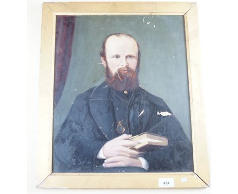 A Victorian oil on board portrait of a man - 53 x 35cm