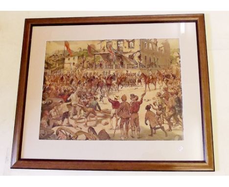 A coloured print of the Relief of the Siege of Ladysmith - 35 x 47cm
