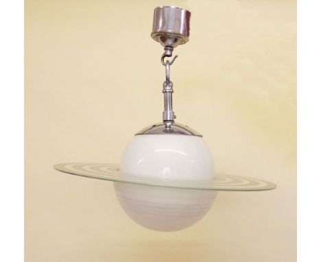 A 1930's Art Deco globe and ring glass light fitting