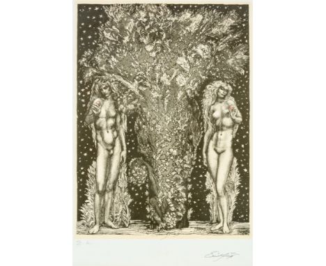 Ernst FUCHS (1930-2015) Adam und EvaLithographie, E.A., vom Künstler signiert34 x 25 cm, Rahmen: 51 x 41 cmErnst FUCHS (1930-