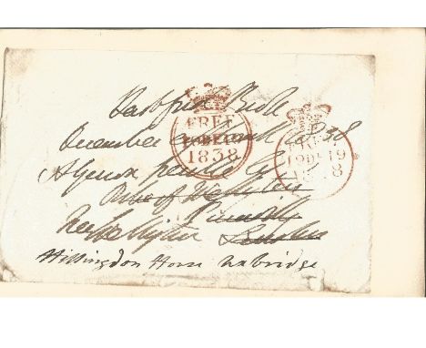 Duke of Wellington signed Freefront 1838 redirected from Piccadilly to Uxbridge. Arthur Wellesley, 1st Duke of Wellington, KG