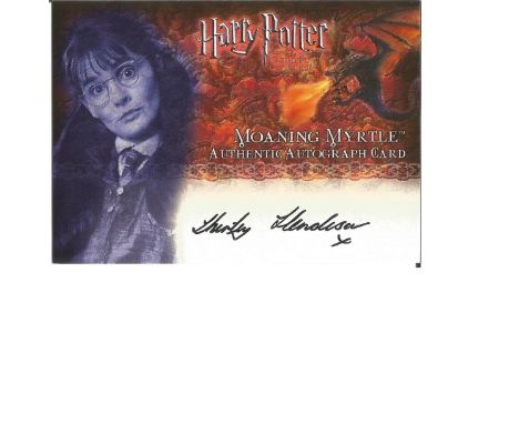 Shirley Henderson as Moaning Myrtle signed Harry Potter Collection autographed Artbox trading card. Each card has picture of 